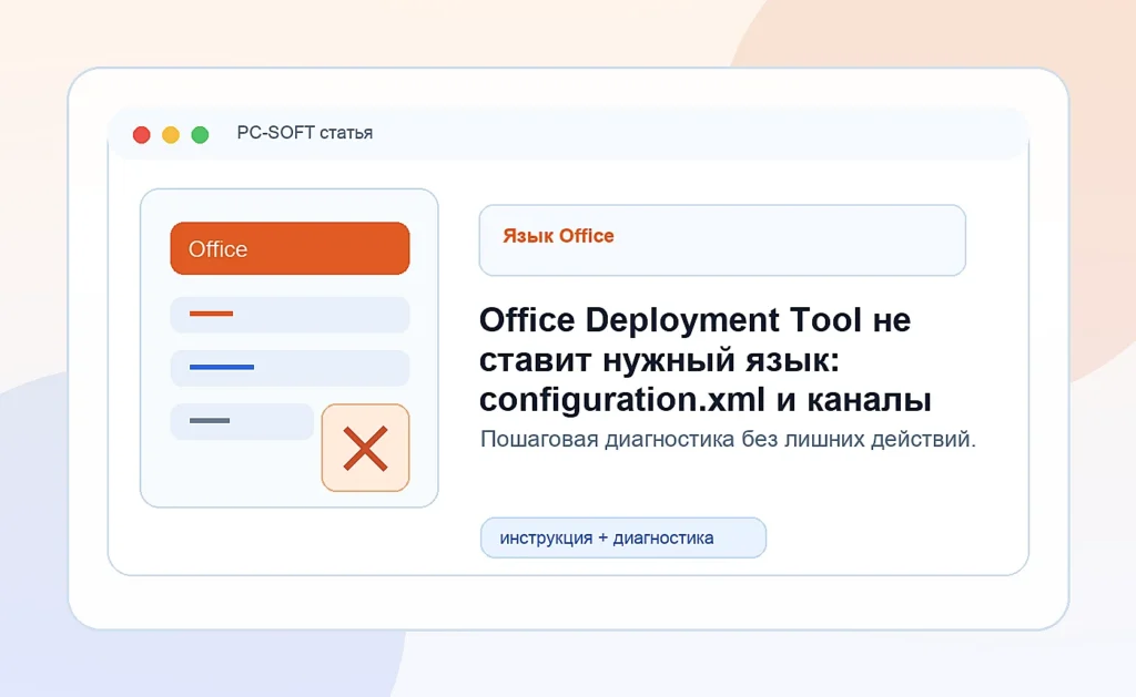 Office Deployment Tool не ставит нужный язык: configuration.xml и каналы
