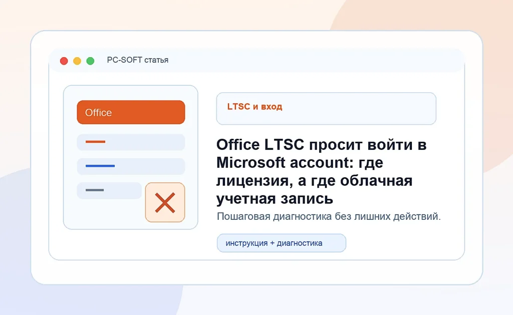 Office LTSC просит войти в Microsoft account: где лицензия, а где облачная учетная запись