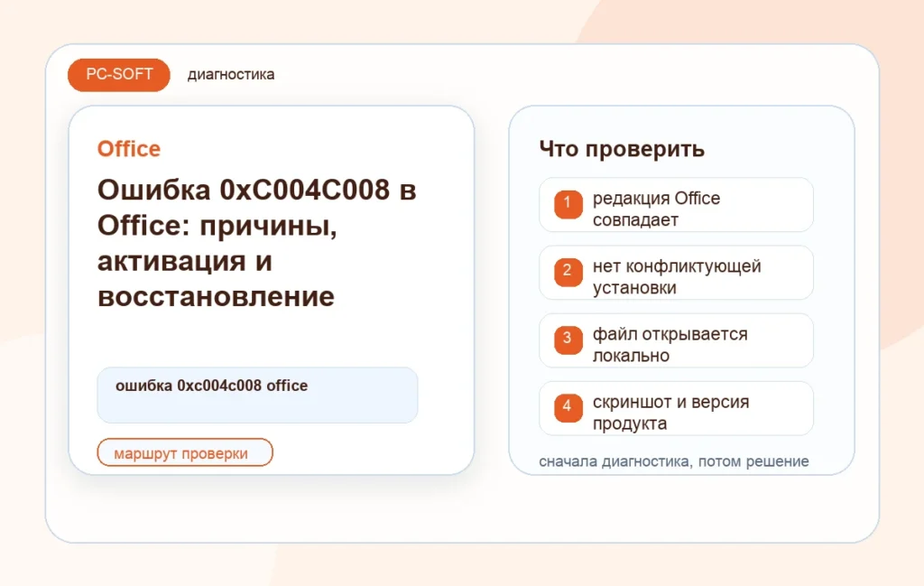 Ошибка 0xC004C008 в Office: причины, активация и восстановление