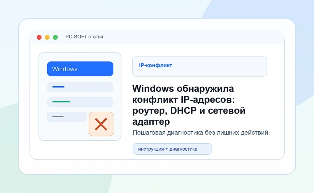 Windows обнаружила конфликт IP-адресов: роутер, DHCP и сетевой адаптер