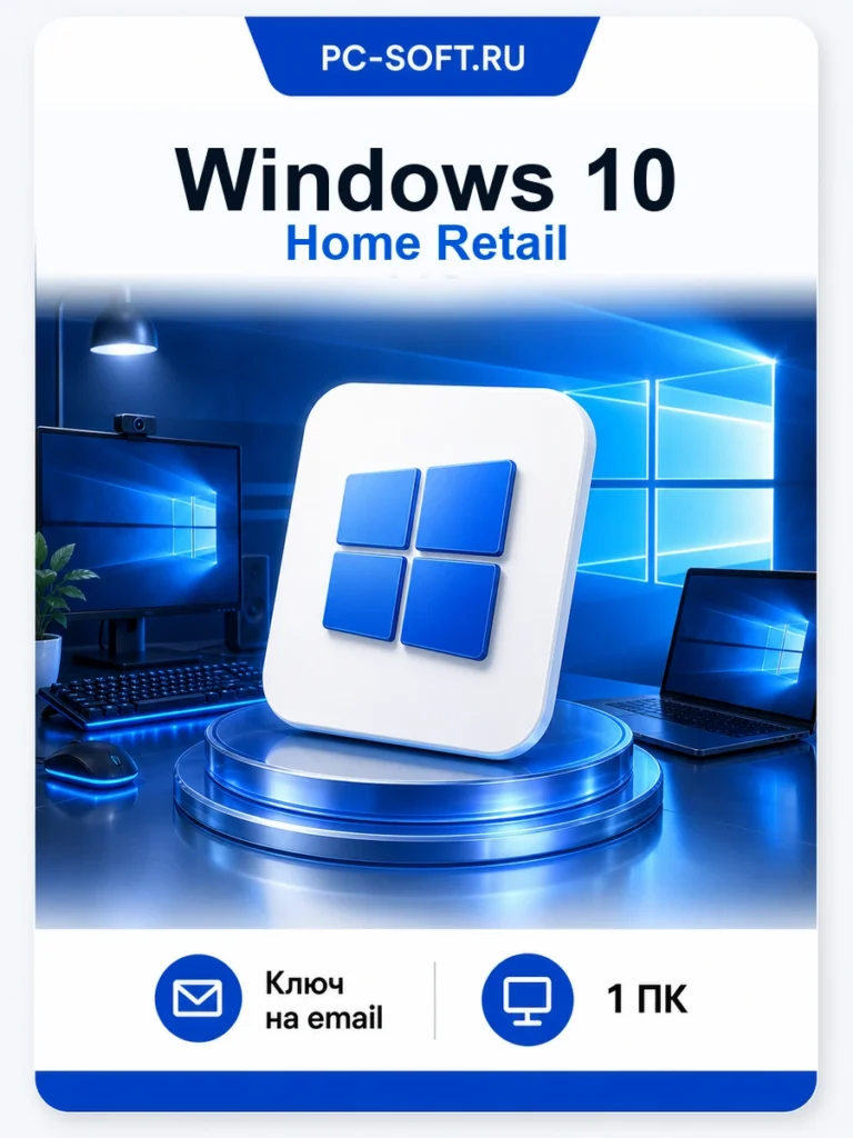 Ключ активации Microsoft Windows 10 домашняя, для ПК,  Retail, русский, активация по телефону