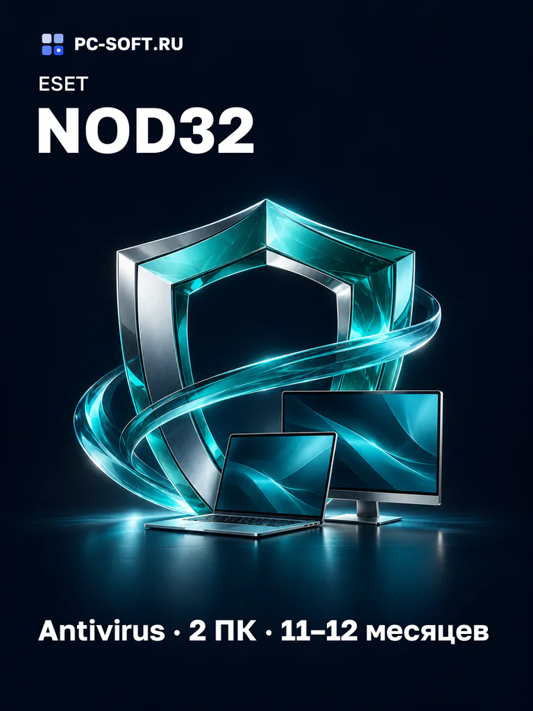 ESET NOD32 Antivirus · 2 ПК · 11–12 месяцев