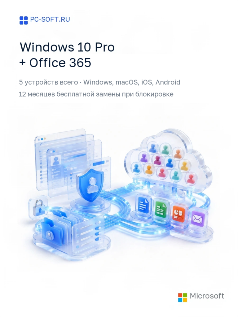 Windows 10 Pro + Office 365 — ключ Windows и аккаунт Microsoft 365, пять устройств всего