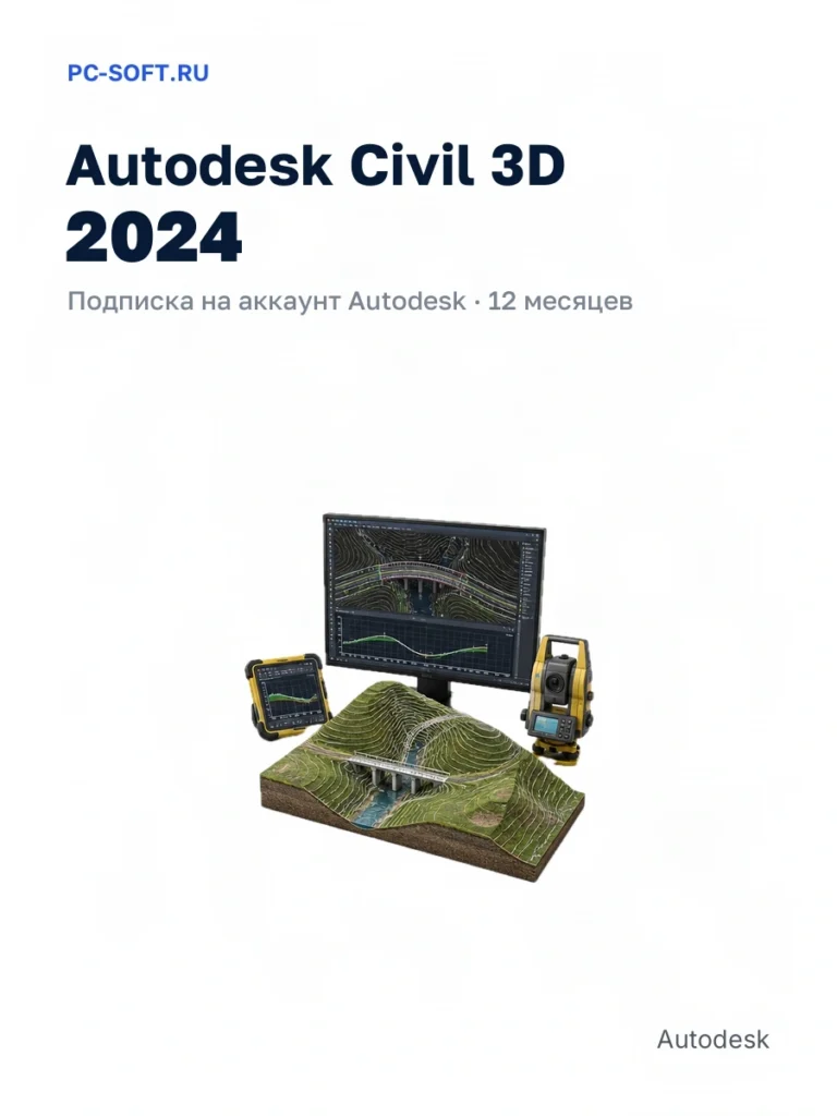 Autodesk Civil 3D 2024, подписка на ваш аккаунт Autodesk, 12 месяцев