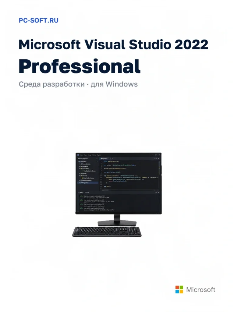 Microsoft Visual Studio 2022 Professional — среда разработки · для windows