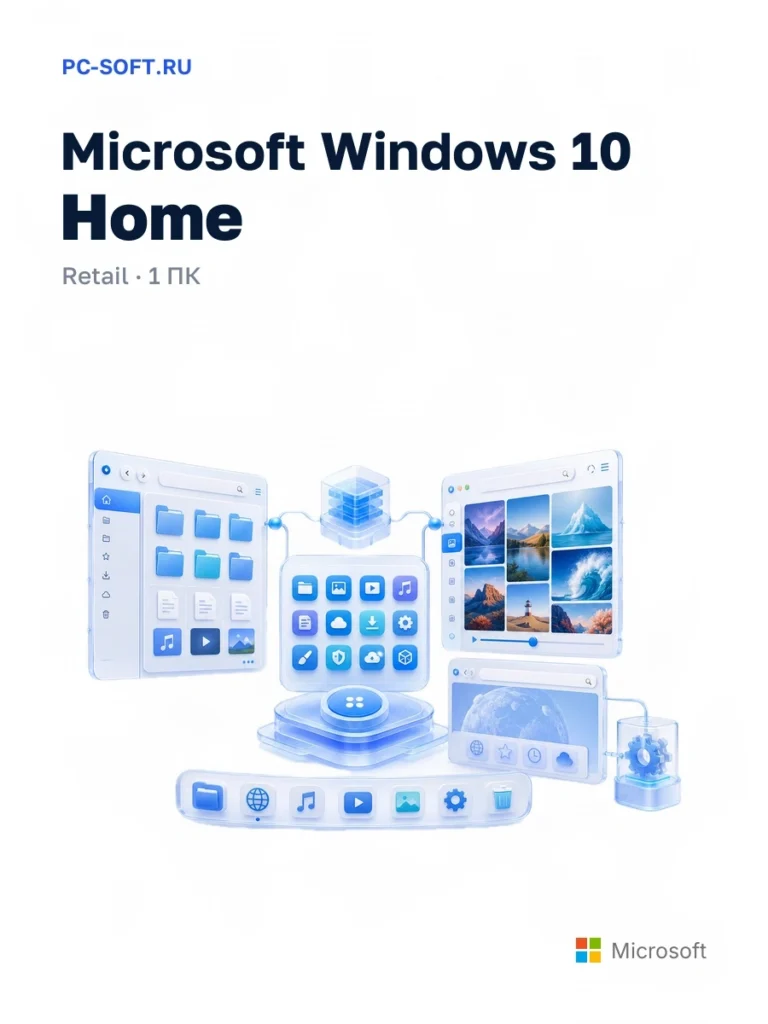 Ключ активации Microsoft Windows 10 домашняя, для ПК,  Retail, русский, активация по телефону