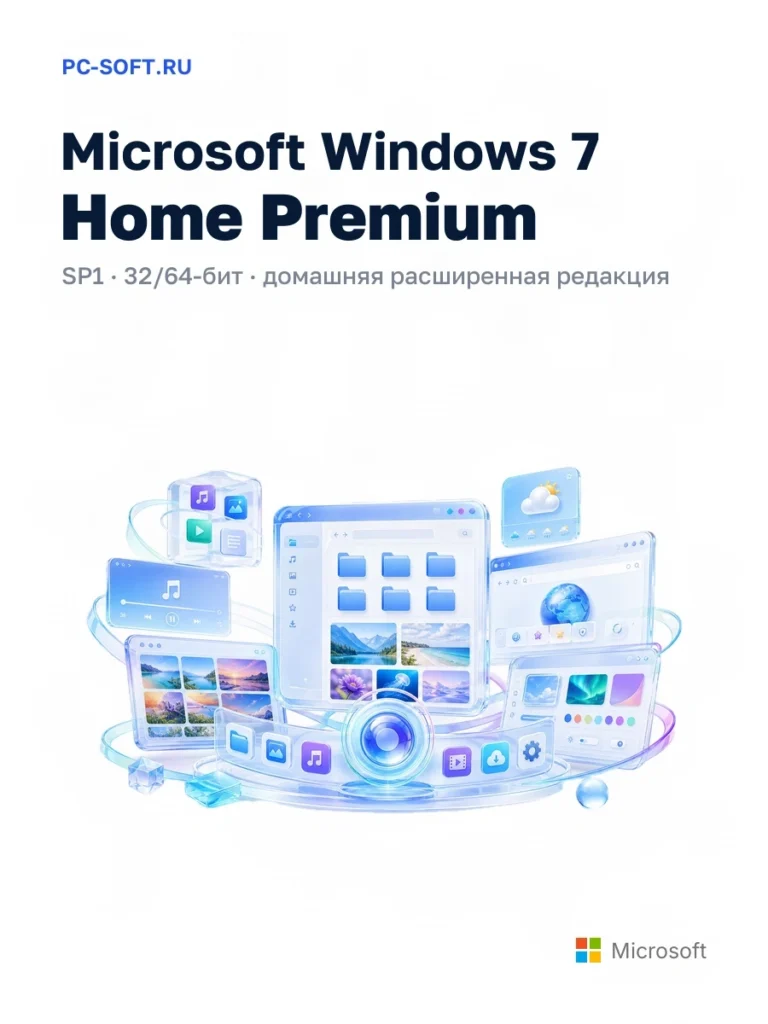 Microsoft Windows 7 Home Premium — sp1 · 32/64-бит · домашняя расширенная редакция