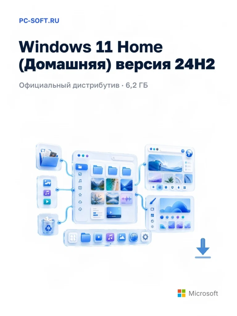 Windows 11 Home (Домашняя) версия 24H2 — официальный дистрибутив, 6,2 ГБ